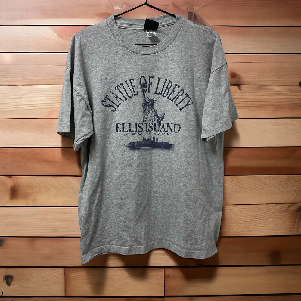 Statue Of Liberty Ellis Island New York Graphic 100% Cotton T-Shirt!
